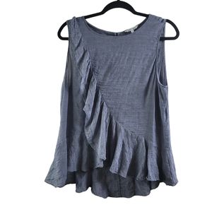 😊Naked Zebra Lightweight Ruffled Sleeveless Blouse Sz M